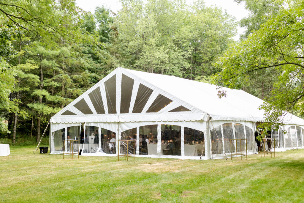 An Outdoor Tented Wedding in Toronto is Set Up for a Bride and Groom's Reception